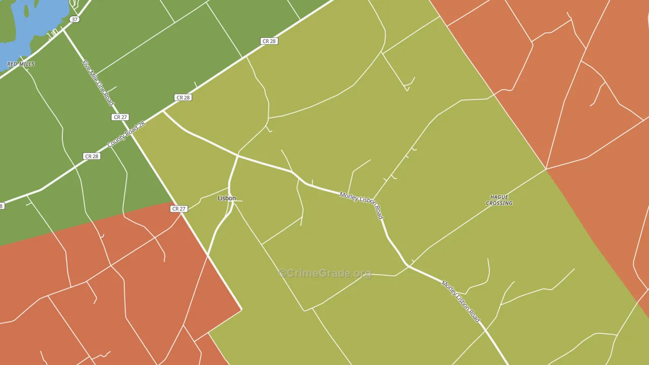 Lisbon, NY Map of Burglary Rates