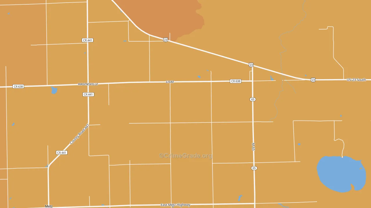 Liske, MI Map of Burglary Rates