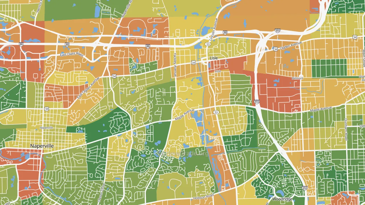 Lisle, IL Map of Burglary Rates
