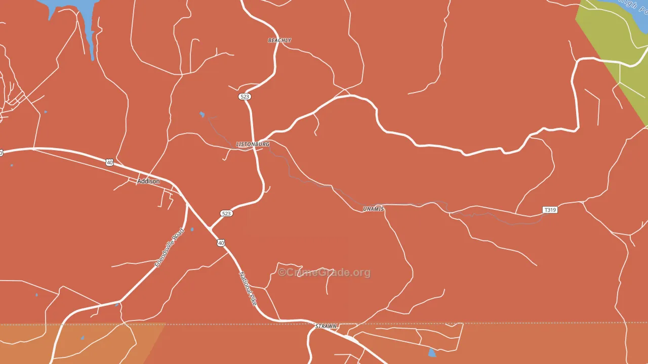 Listonburg, PA Map of Burglary Rates