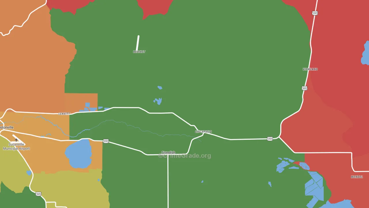 Litchfield, CA Map of Burglary Rates
