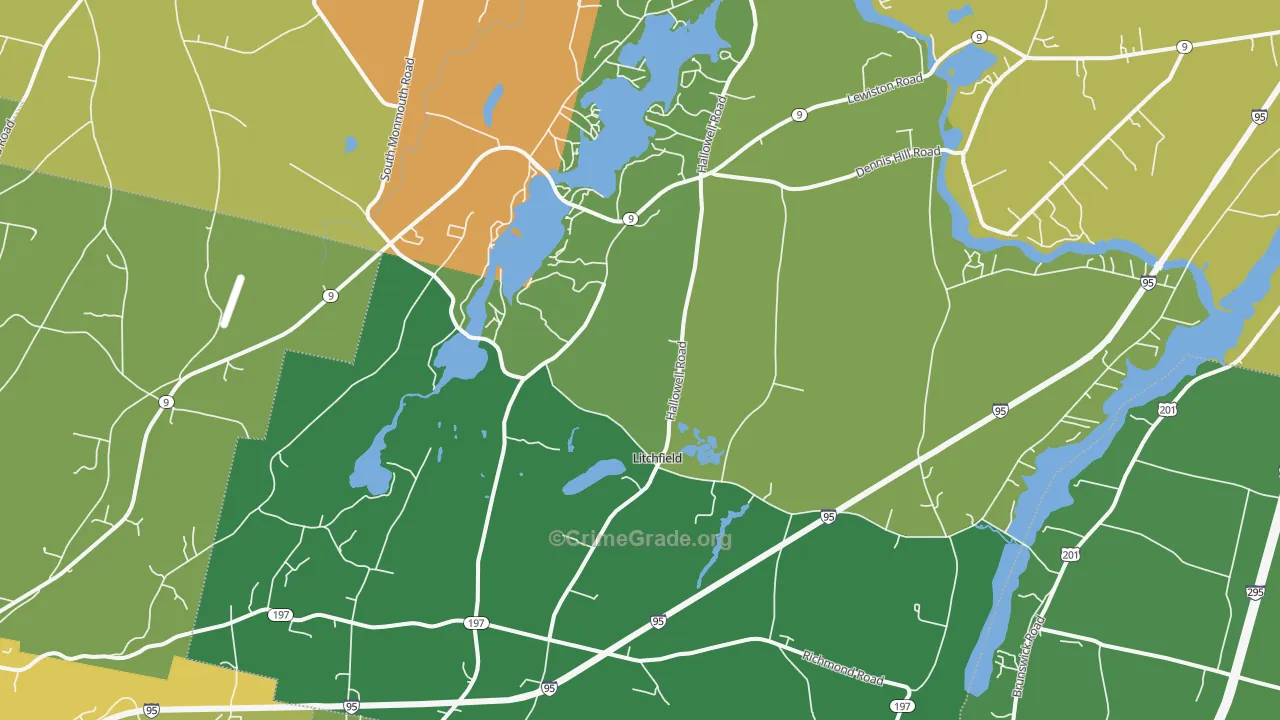 Litchfield, ME Map of Burglary Rates