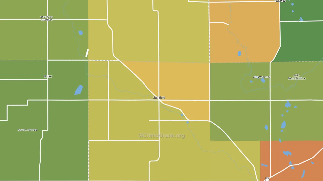 Litchfield, MI Map of Burglary Rates