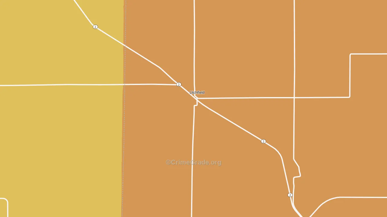 Litchfield, NE Map of Burglary Rates