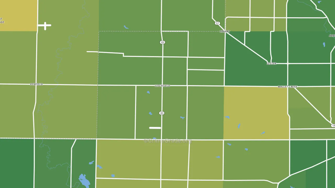 Litchfield, OH Map of Burglary Rates
