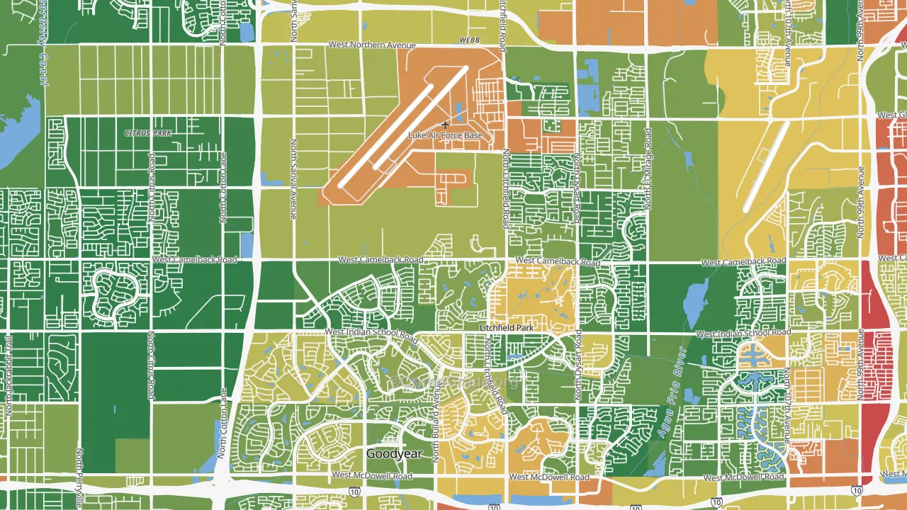 Litchfield Park, AZ Map of Burglary Rates