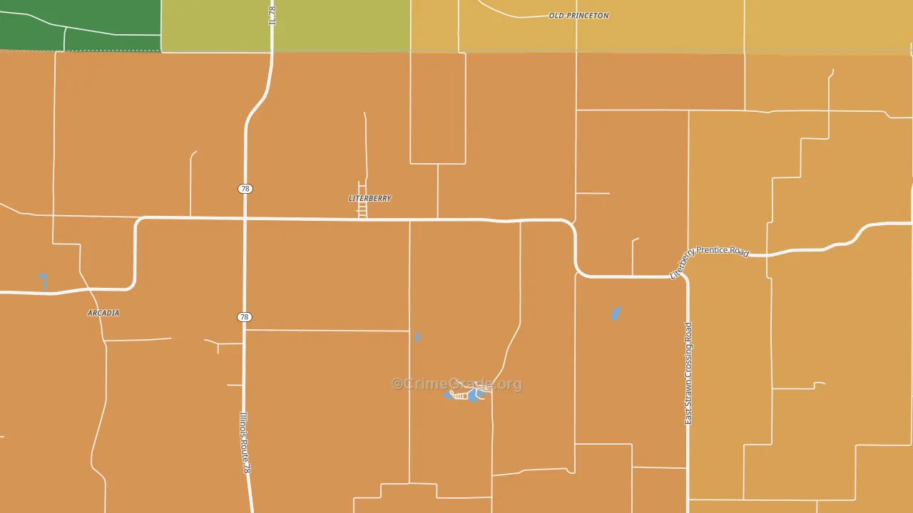 Literberry, IL Map of Burglary Rates