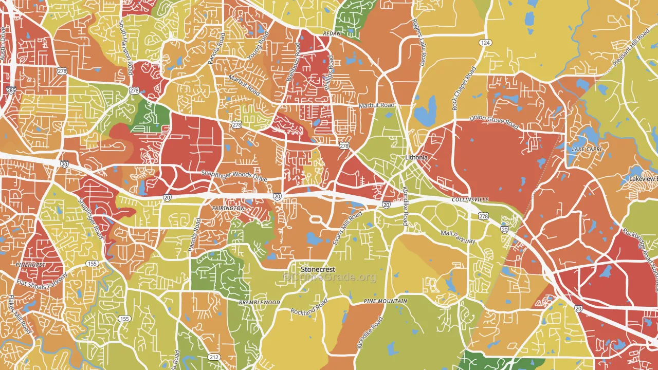 Lithonia, GA Map of Burglary Rates