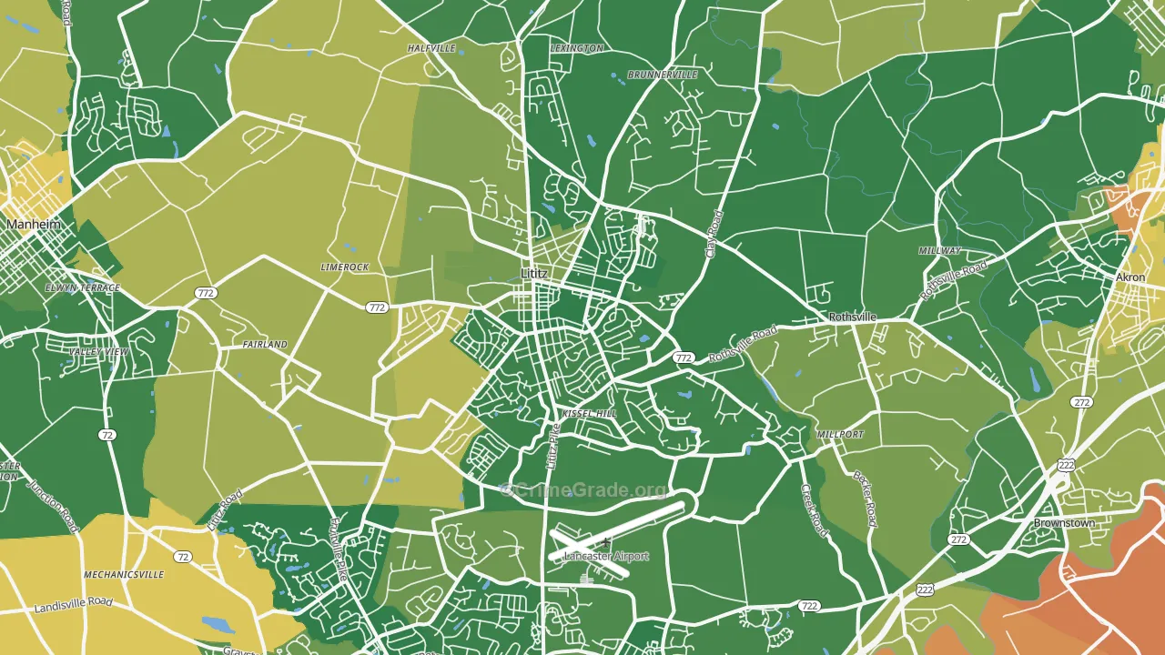 Lititz, PA Map of Burglary Rates