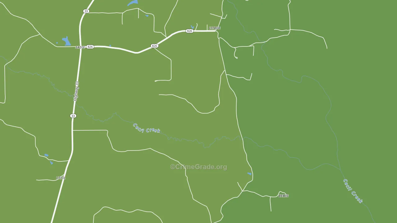Litroe, LA Map of Burglary Rates