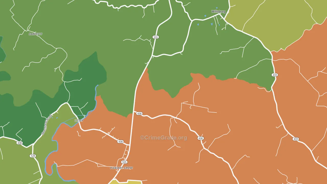 Litsey, KY Map of Burglary Rates