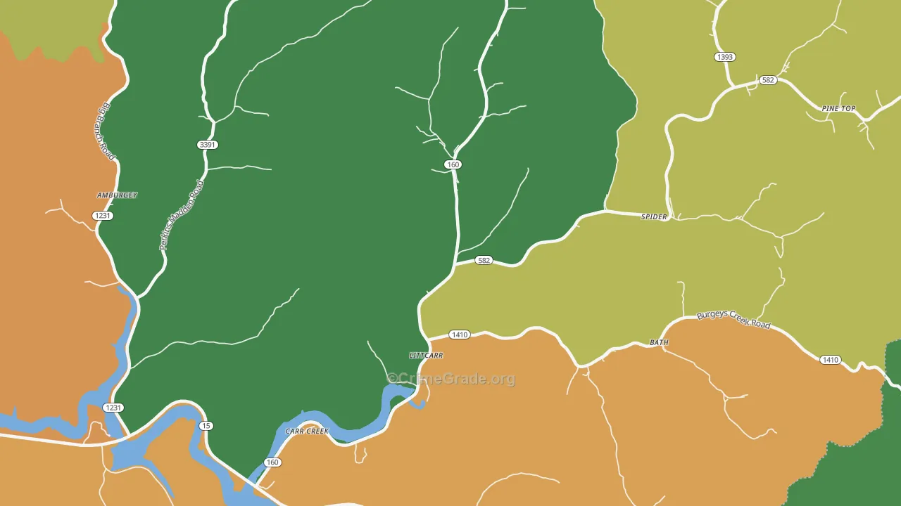 Littcarr, KY Map of Burglary Rates