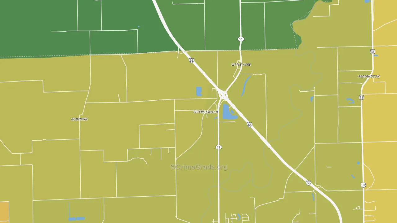 Little Acre, IN Map of Burglary Rates