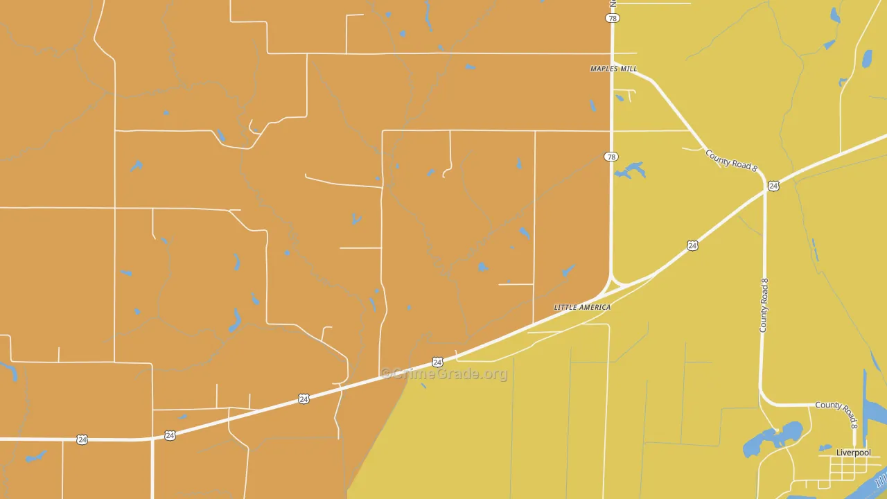 Little America, IL Map of Burglary Rates
