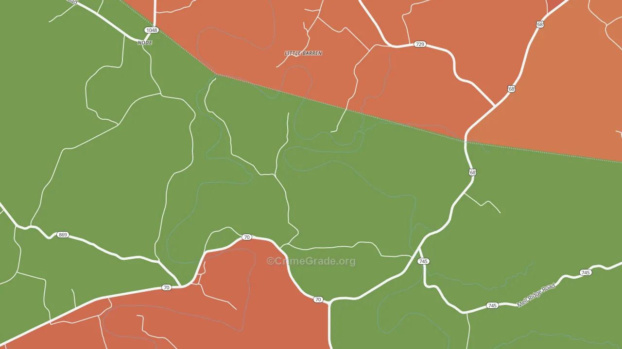 Little Barren, KY Map of Burglary Rates