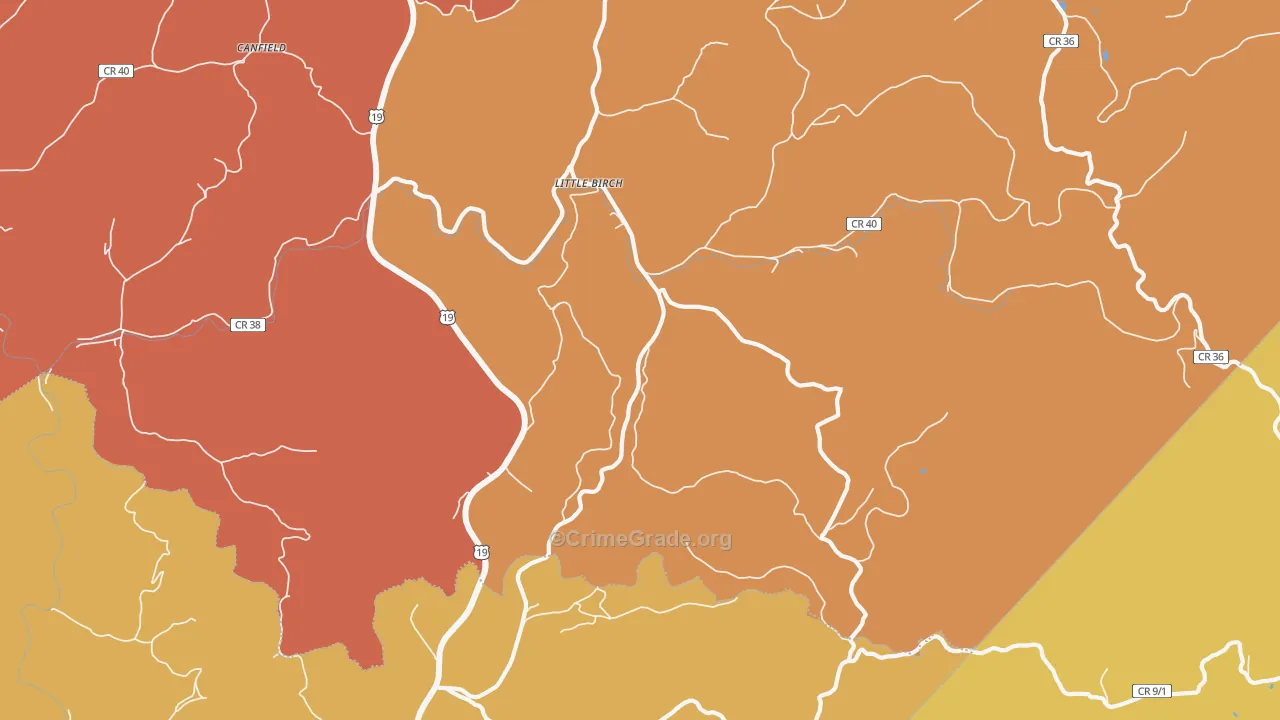 Little Birch, WV Map of Burglary Rates