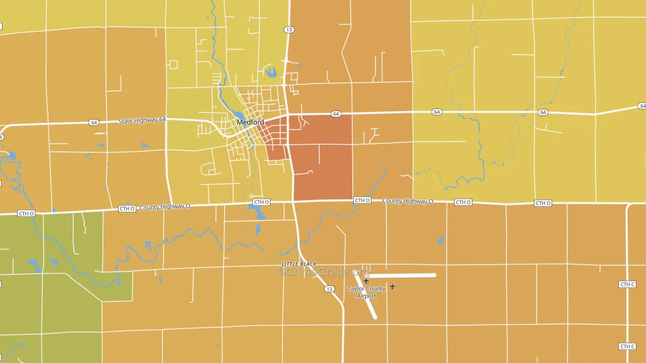 Little Black, WI Map of Burglary Rates