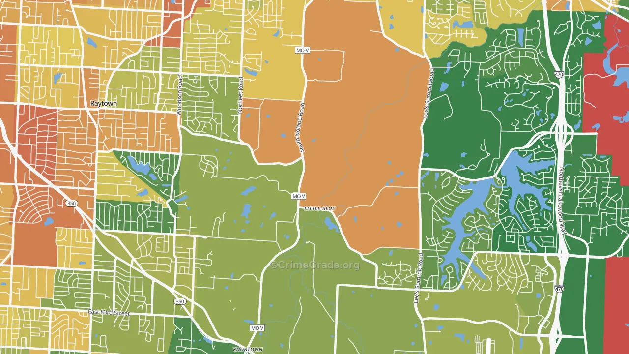 Little Blue Valley, Kansas City, MO Map of Burglary Rates