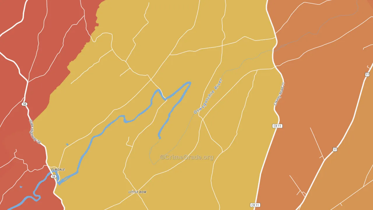 Little Bow, NY Map of Burglary Rates