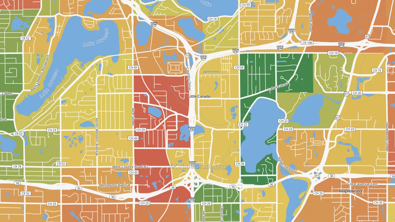 Little Canada, MN Map of Burglary Rates