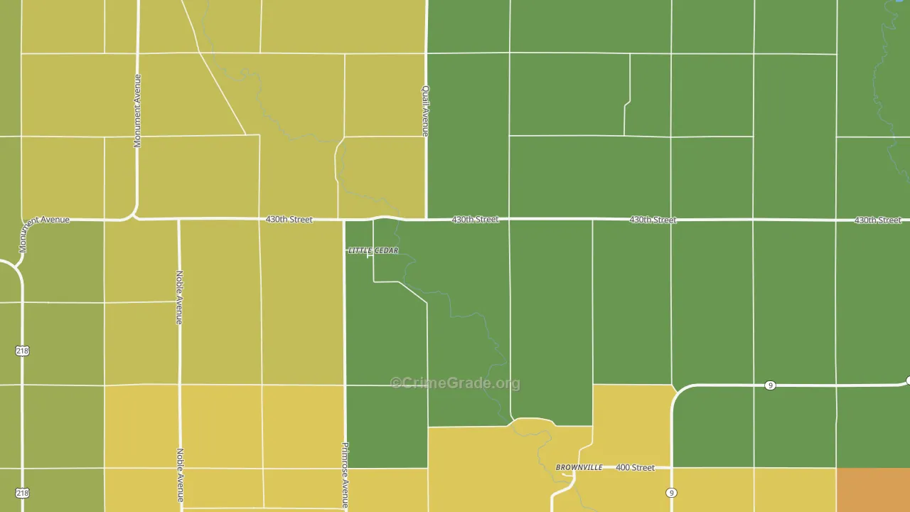 Little Cedar, IA Map of Burglary Rates