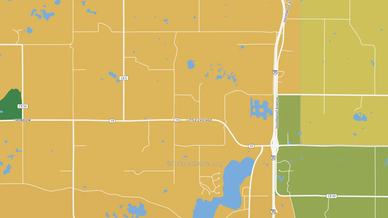 Little Chicago, MN Map of Burglary Rates