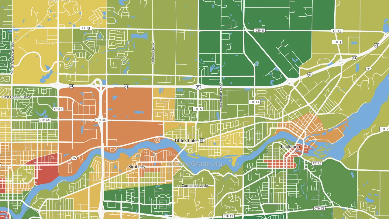 Little Chute, WI Map of Burglary Rates