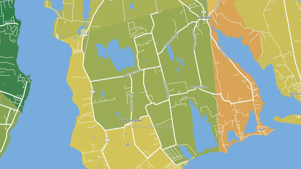 Little Compton, RI Map of Burglary Rates