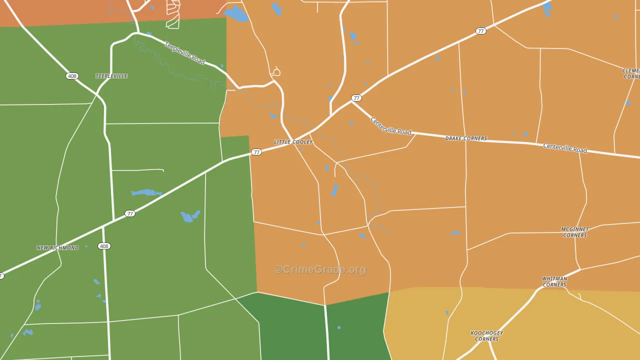 Little Cooley, PA Map of Burglary Rates