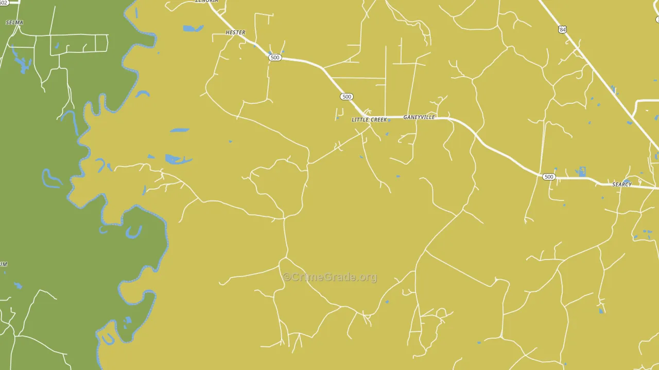 Little Creek, LA Map of Burglary Rates