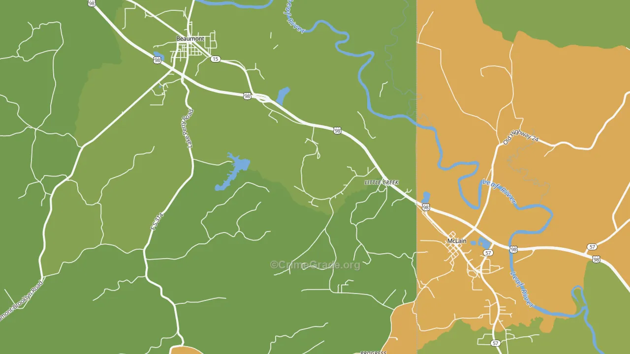 Little Creek, MS Map of Burglary Rates