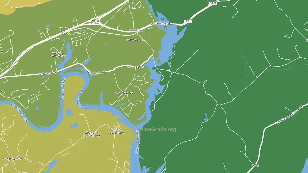 Little Emory, TN Map of Burglary Rates