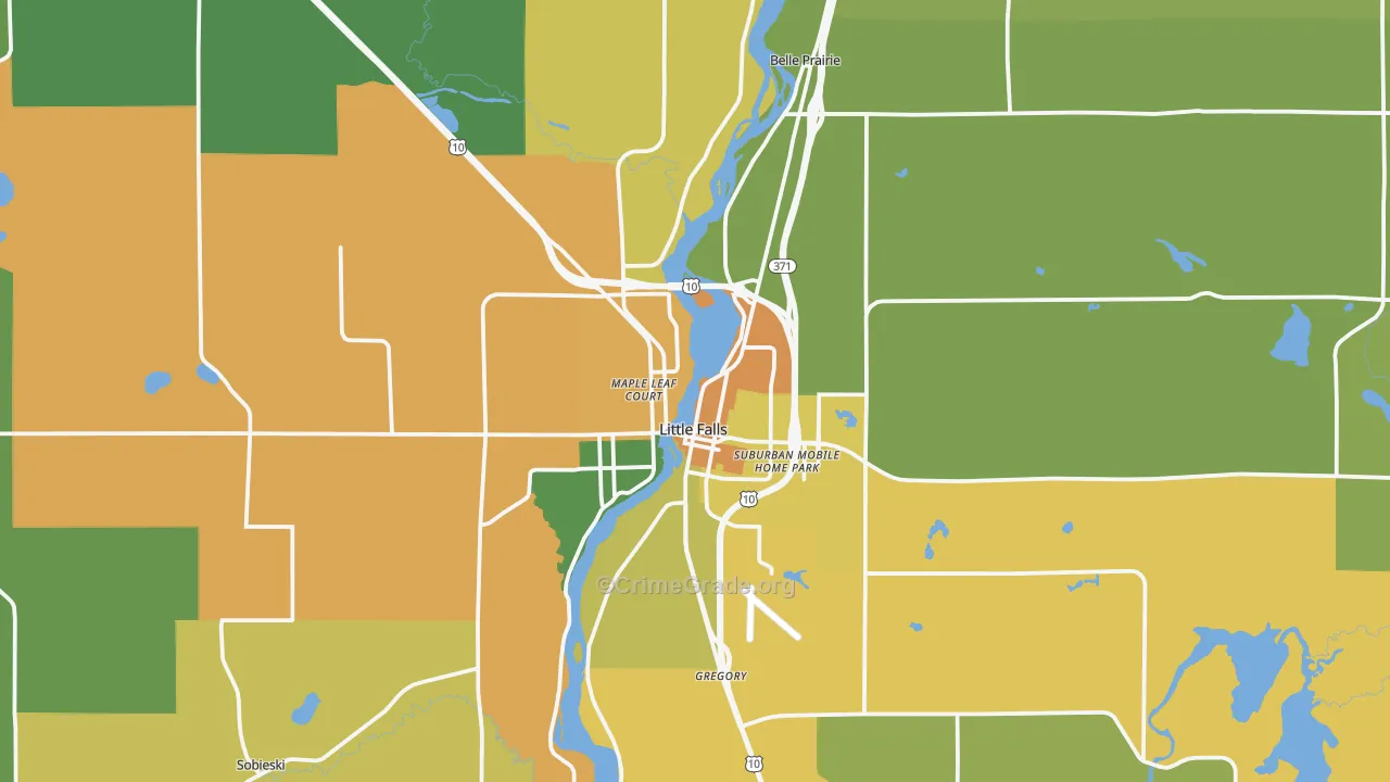 Little Falls, MN Map of Burglary Rates