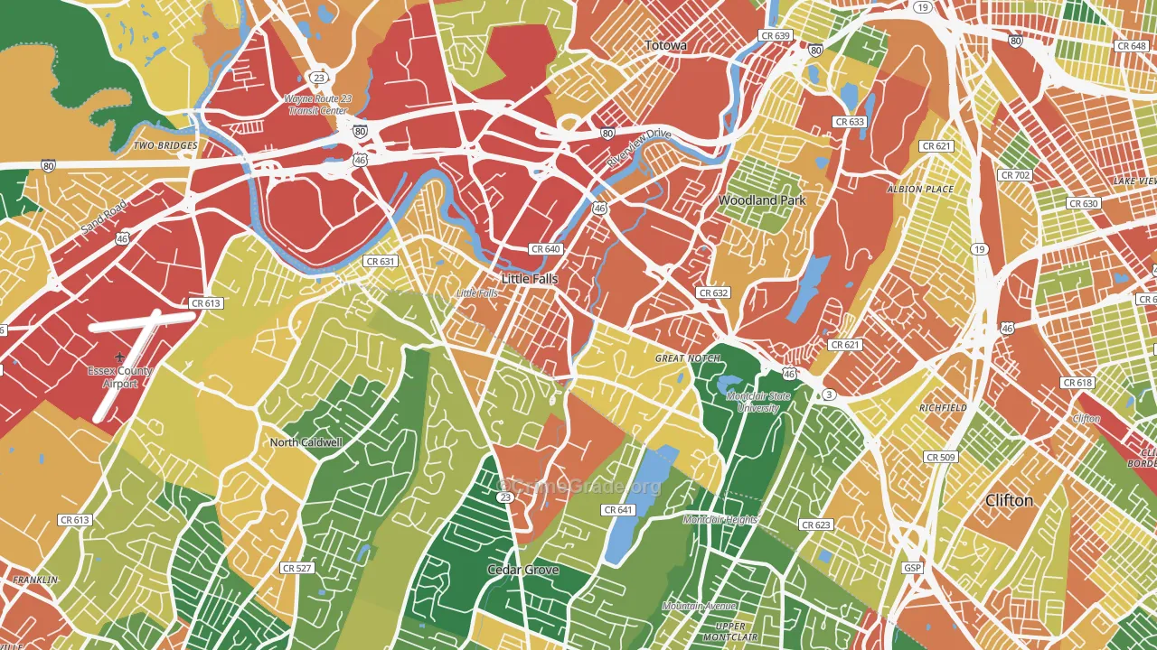 Little Falls, NJ Map of Burglary Rates