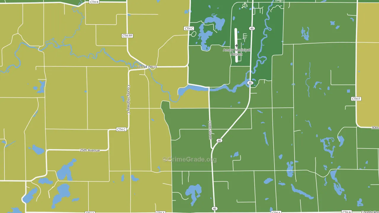 Little Falls, WI Map of Burglary Rates