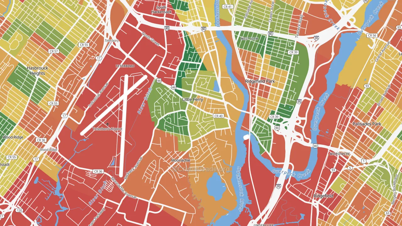 Little Ferry, NJ Map of Burglary Rates