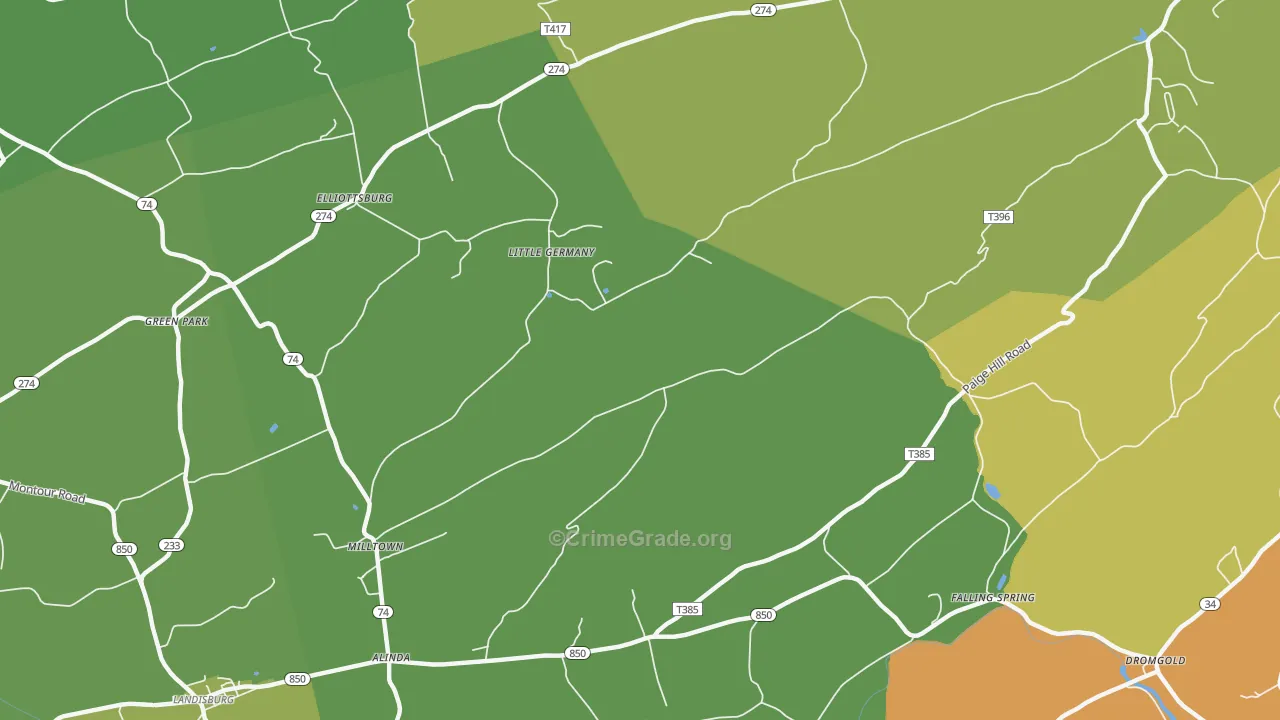Little Germany, PA Map of Burglary Rates