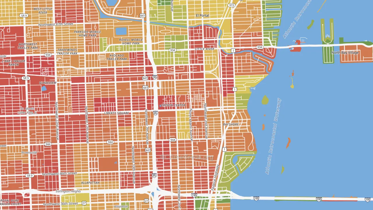 Little Haiti, Miami, FL Map of Burglary Rates