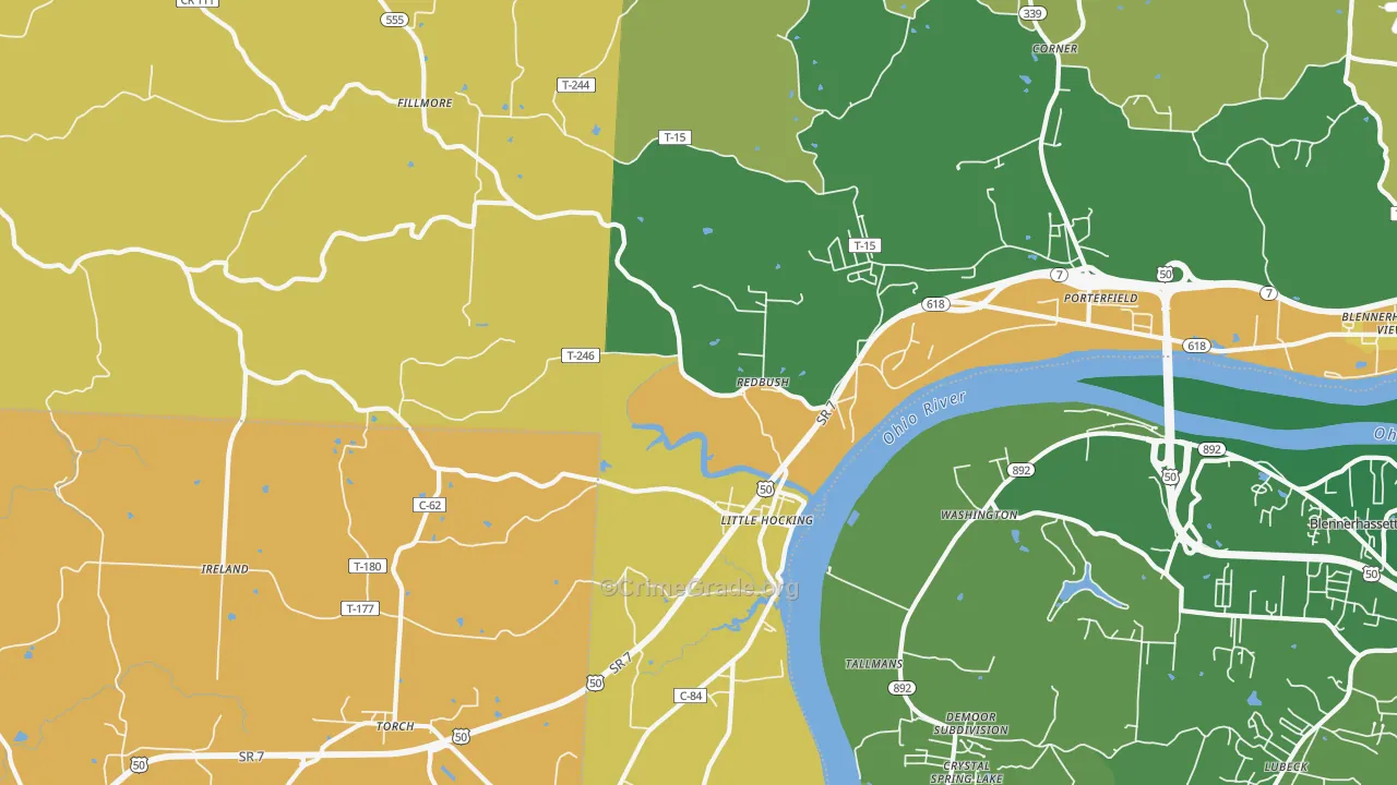 Little Hocking, OH Map of Burglary Rates