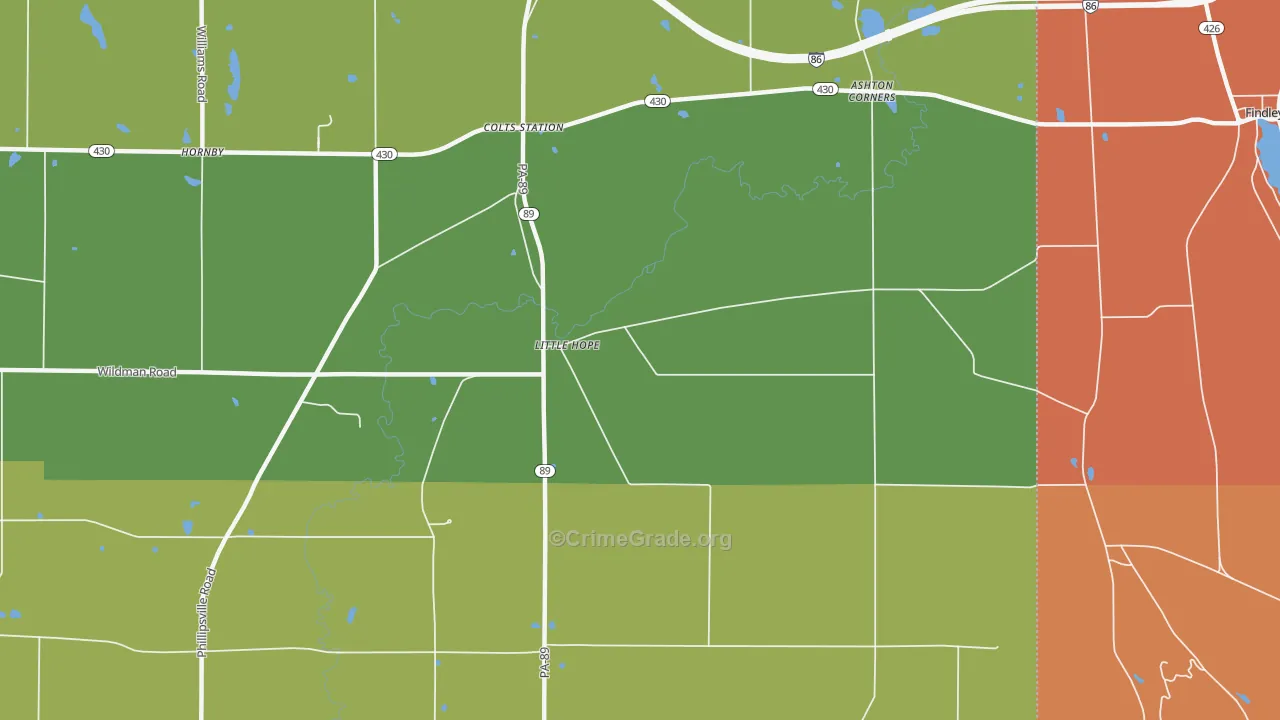 Little Hope, PA Map of Burglary Rates