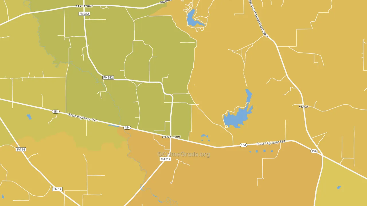 Little Hope, TX Map of Burglary Rates