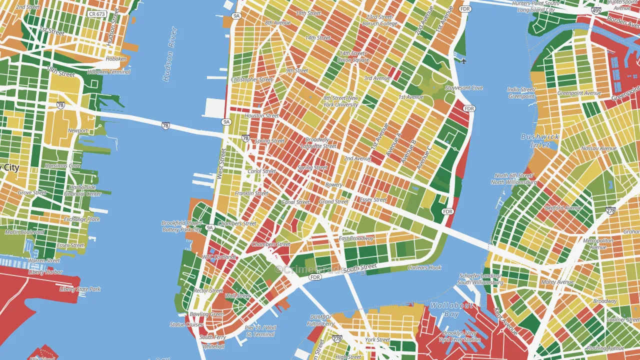 Little Italy, Manhattan, NY Map of Burglary Rates
