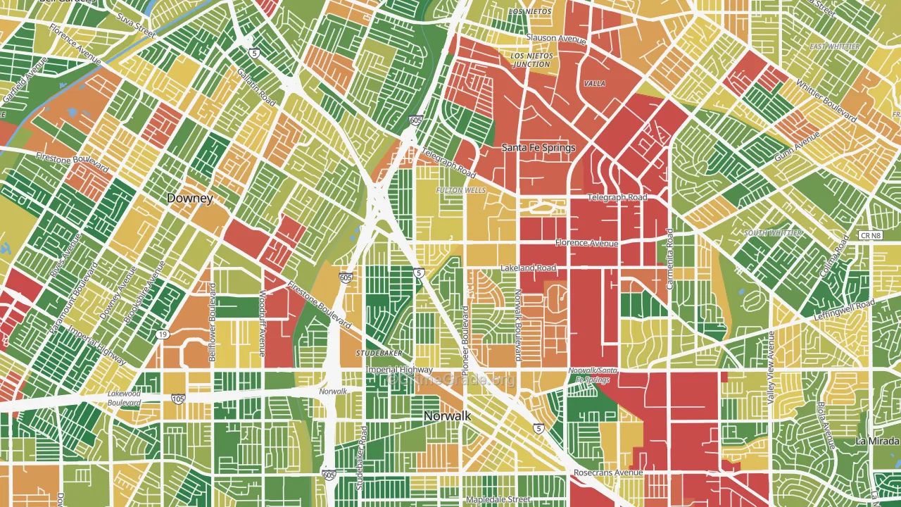 Little Lake City, Santa Fe Springs, CA Map of Burglary Rates