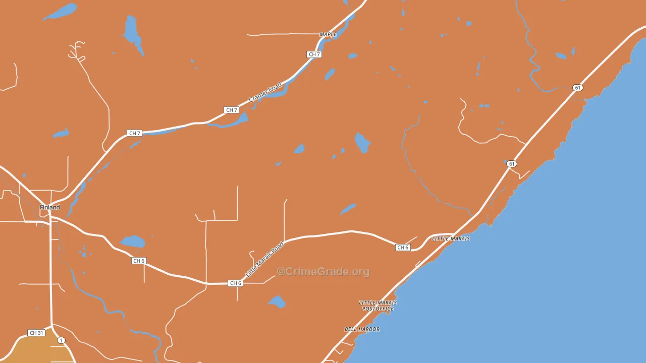 Little Marais, MN Map of Burglary Rates