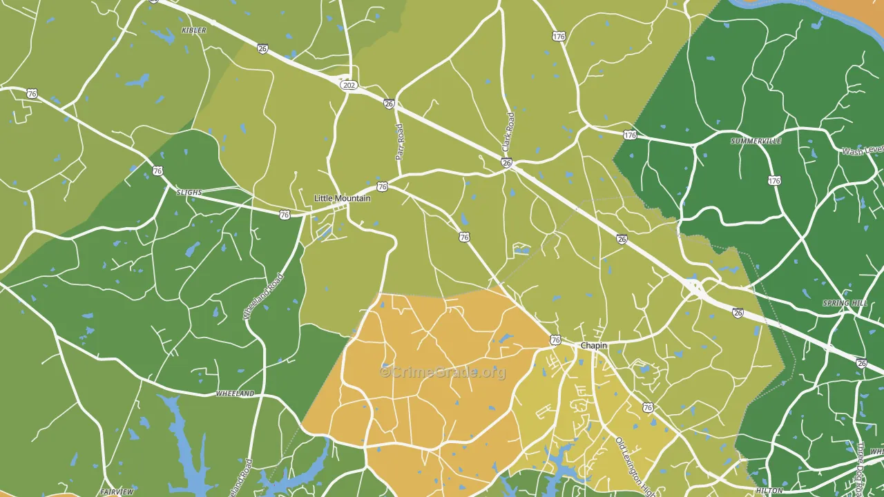 Little Mountain, SC Map of Burglary Rates