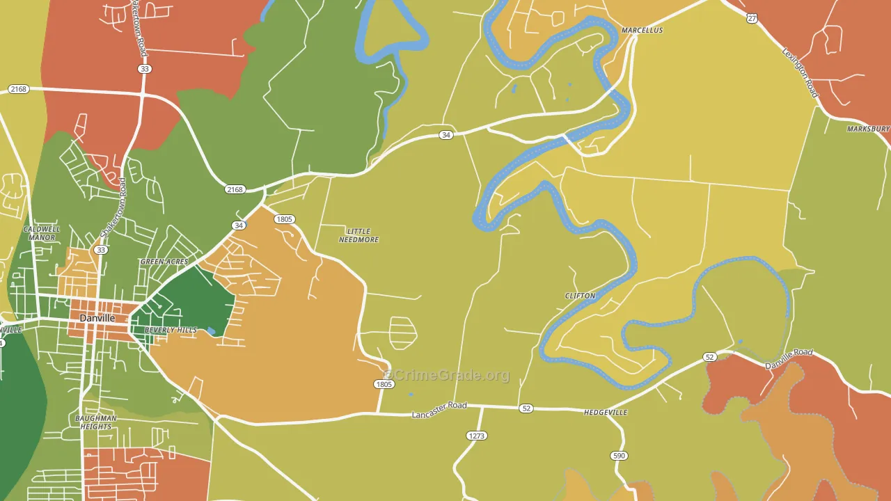 Little Needmore, KY Map of Burglary Rates