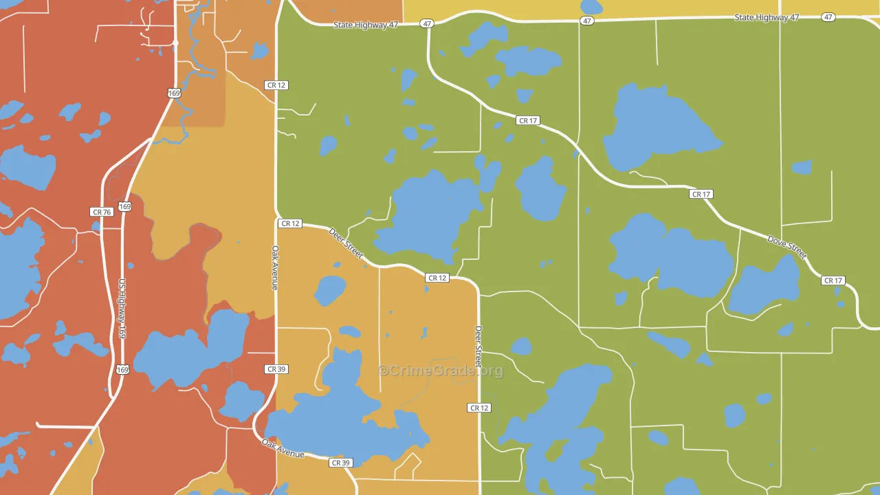 Little Pine, MN Map of Burglary Rates