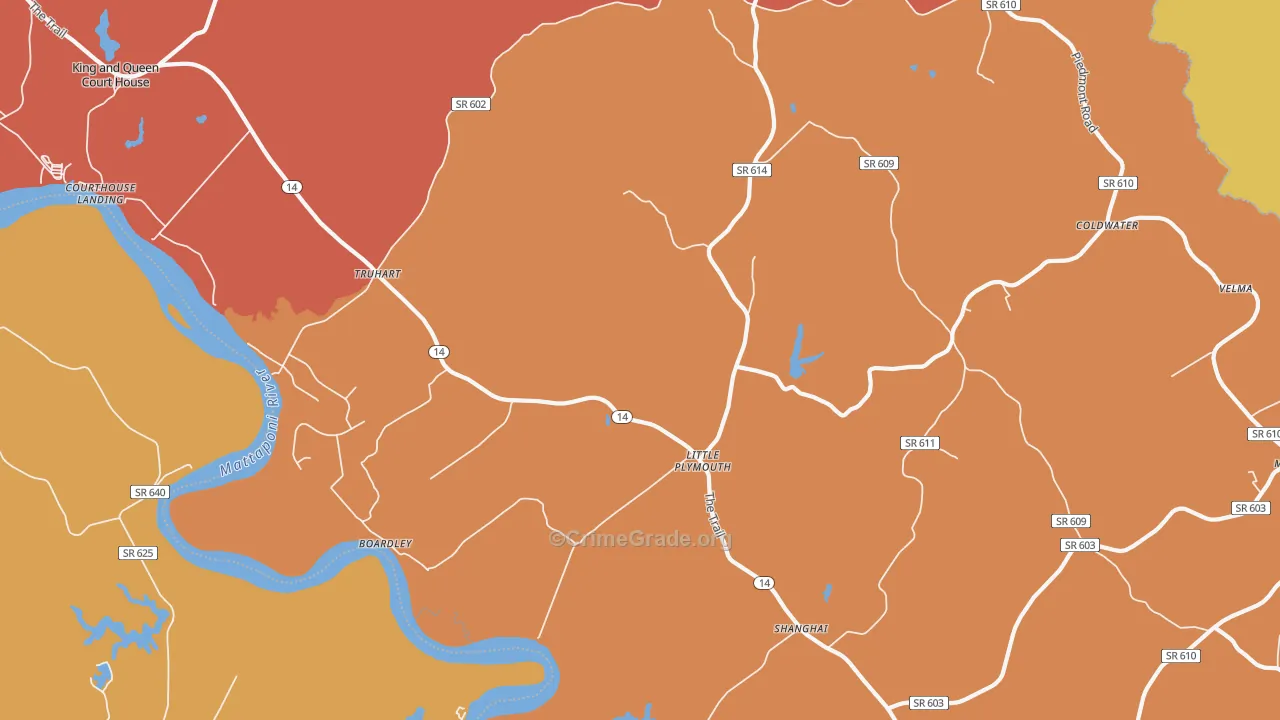 Little Plymouth, VA Map of Burglary Rates
