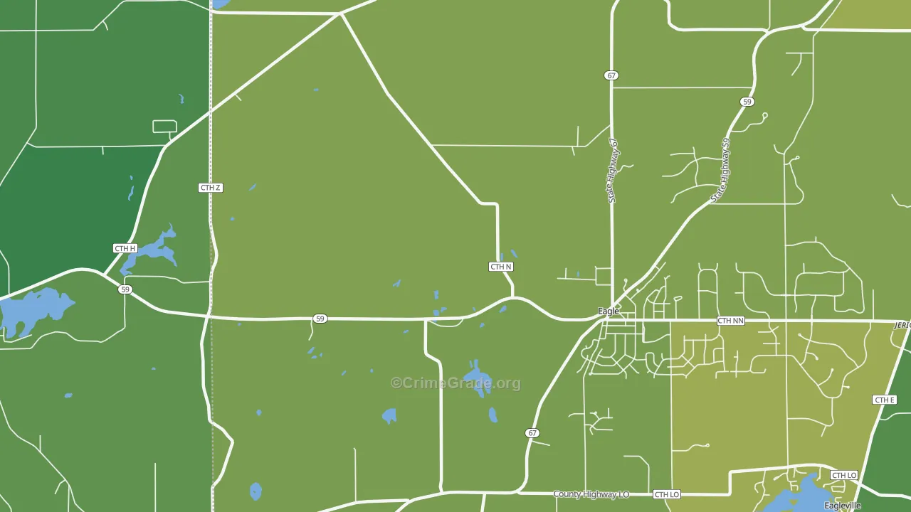 Little Prairie, WI Map of Burglary Rates