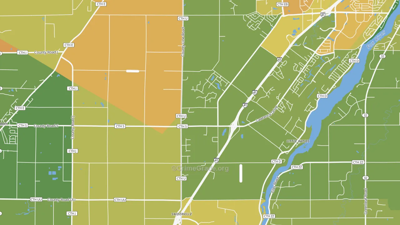 Little Rapids, WI Map of Burglary Rates